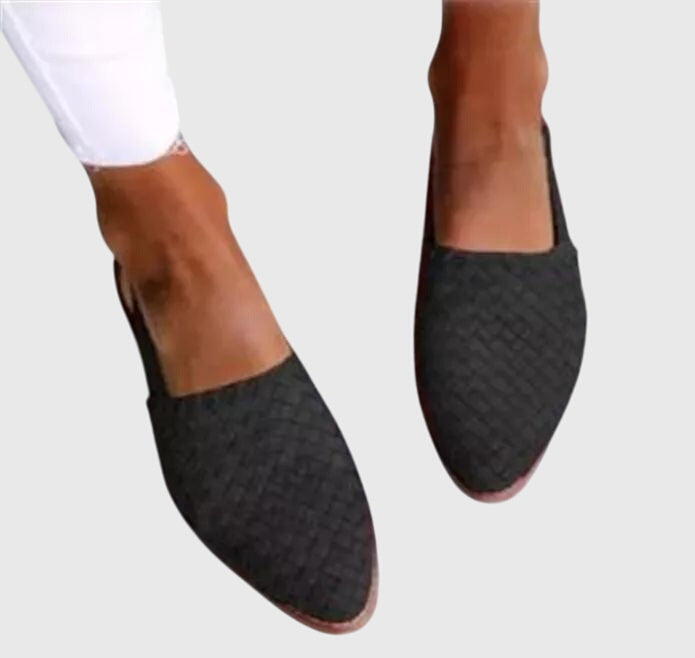 Women's Orthopedic Woven Loafers Pointed Toe Slip On Flat