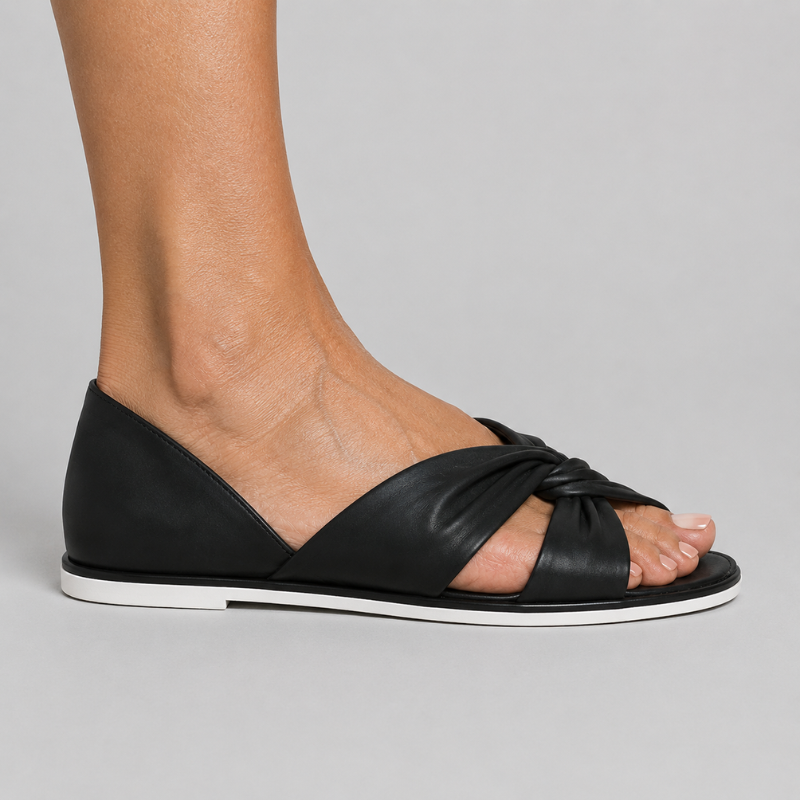 Women's Flat Slip-On Sandals with Twisted Knot Strap and Open Toe