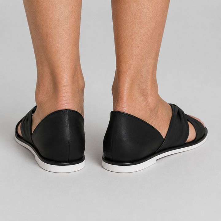 Women's Flat Slip-On Sandals with Twisted Knot Strap and Open Toe
