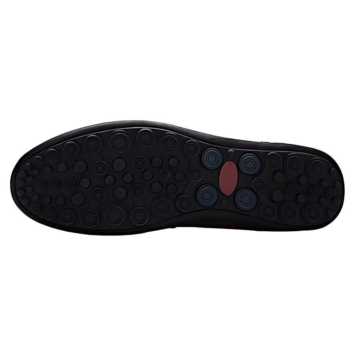 Men's Genuine Leather Slip-On Loafers with Perforated Upper and Closed Toe
