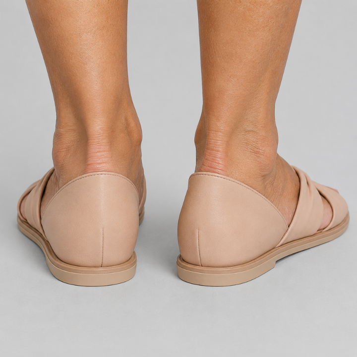 Women's Flat Slip-On Sandals with Twisted Knot Strap and Open Toe