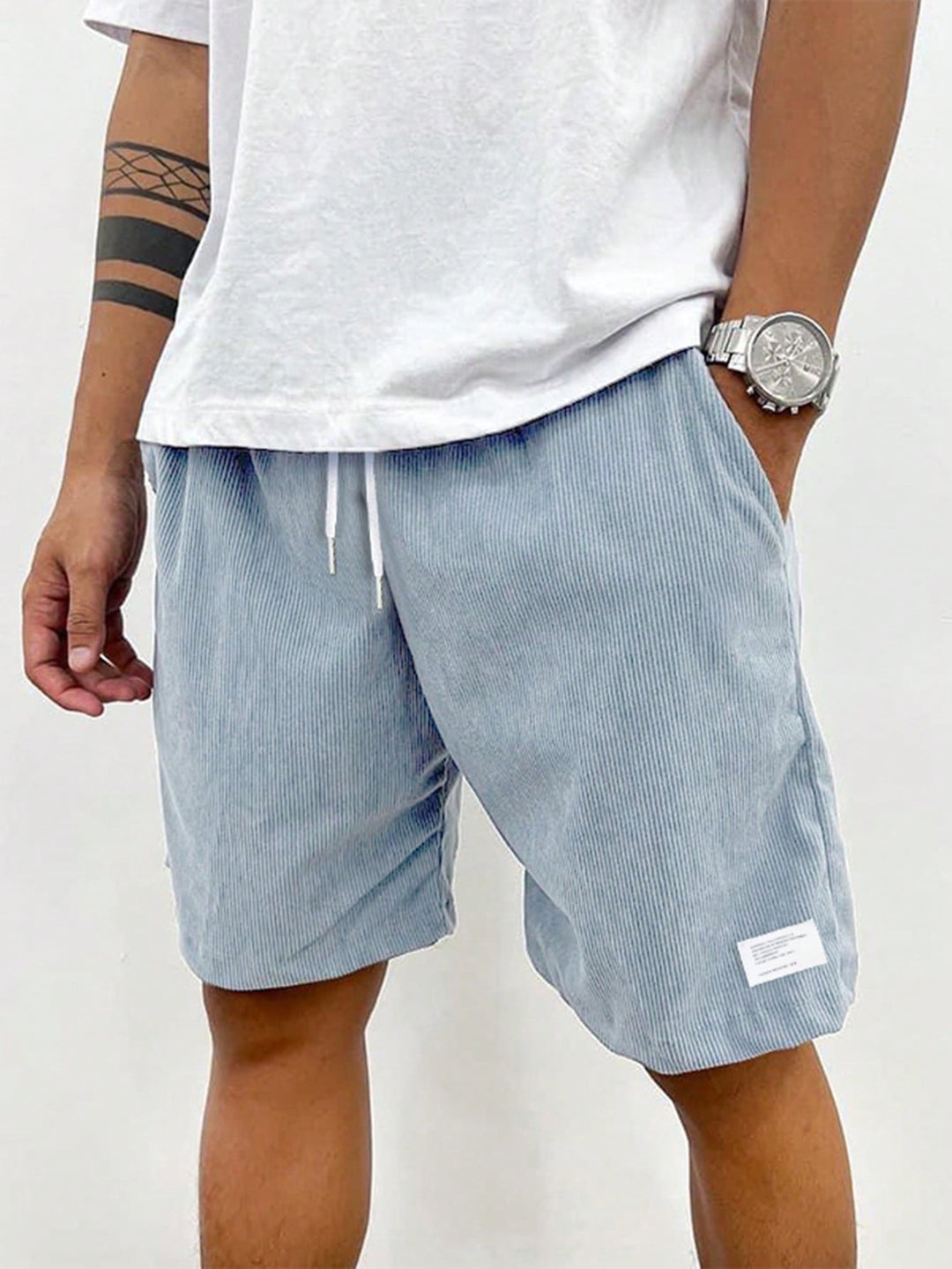 Men's Corduroy Shorts Elastic Waist Relaxed Fit Casual
