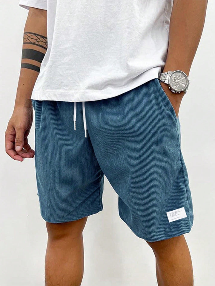 Men's Corduroy Shorts Elastic Waist Relaxed Fit Casual
