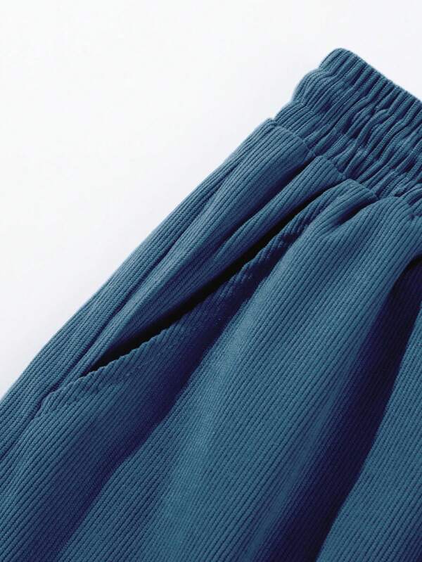Men's Corduroy Shorts Elastic Waist Relaxed Fit Casual