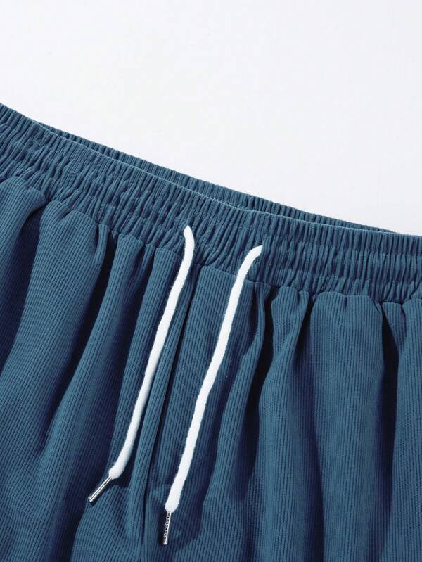 Men's Corduroy Shorts Elastic Waist Relaxed Fit Casual