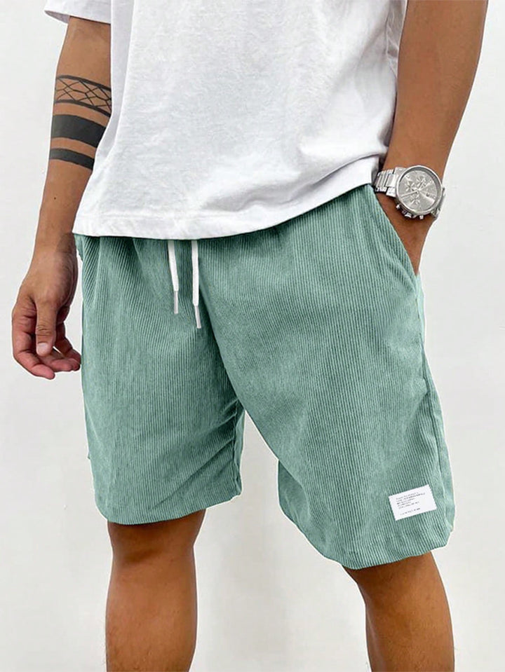 Men's Corduroy Shorts Elastic Waist Relaxed Fit Casual