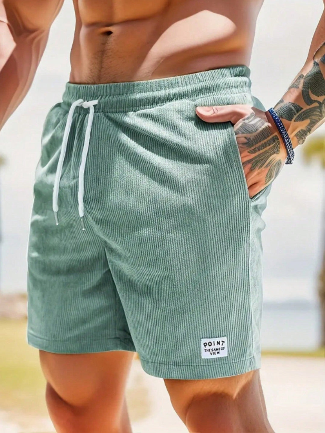 Men's Corduroy Shorts Elastic Waist Relaxed Fit Casual