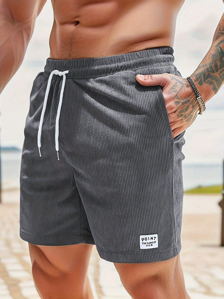 Men's Corduroy Shorts Elastic Waist Relaxed Fit Casual