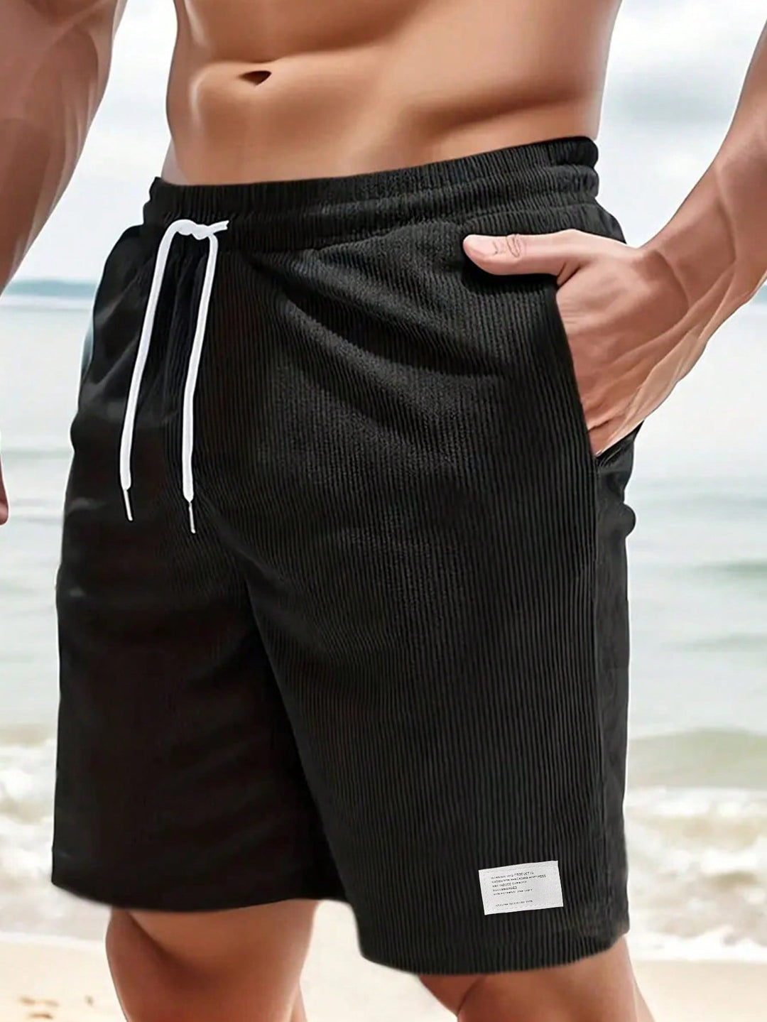 Men's Corduroy Shorts Elastic Waist Relaxed Fit Casual