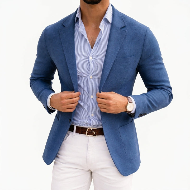 Men's Knit Blazer with Notched Lapel