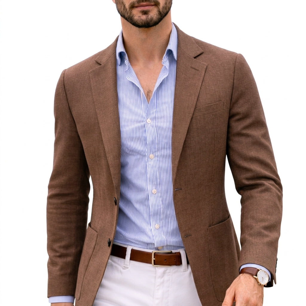 Men's Knit Blazer with Notched Lapel