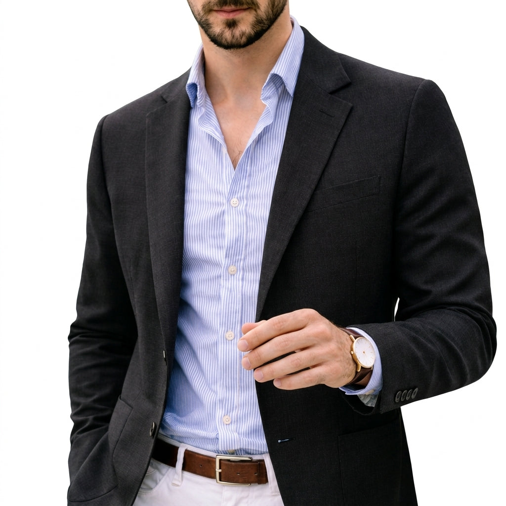 Men's Knit Blazer with Notched Lapel
