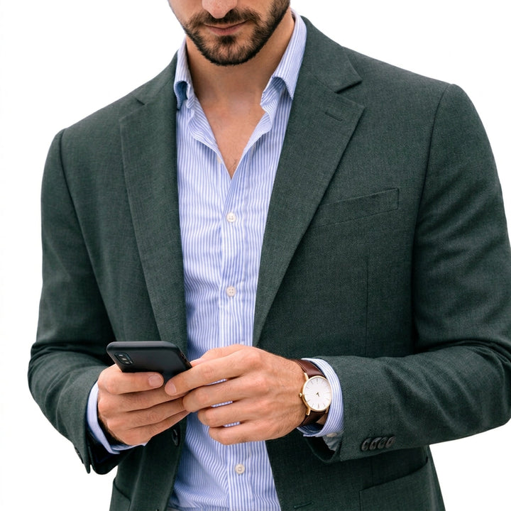 Men's Knit Blazer with Notched Lapel