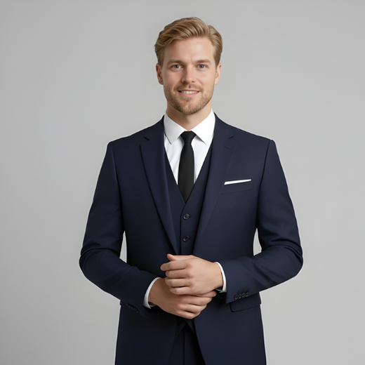 Men's Elegant 3 Piece Slim Fit Formal Suit Set Single Breasted