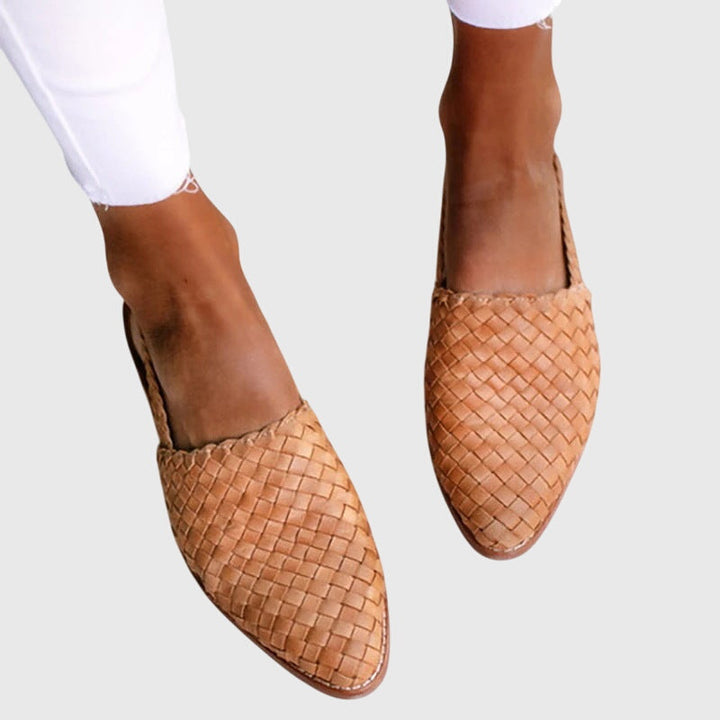 Women's Orthopedic Woven Loafers Pointed Toe Slip On Flat