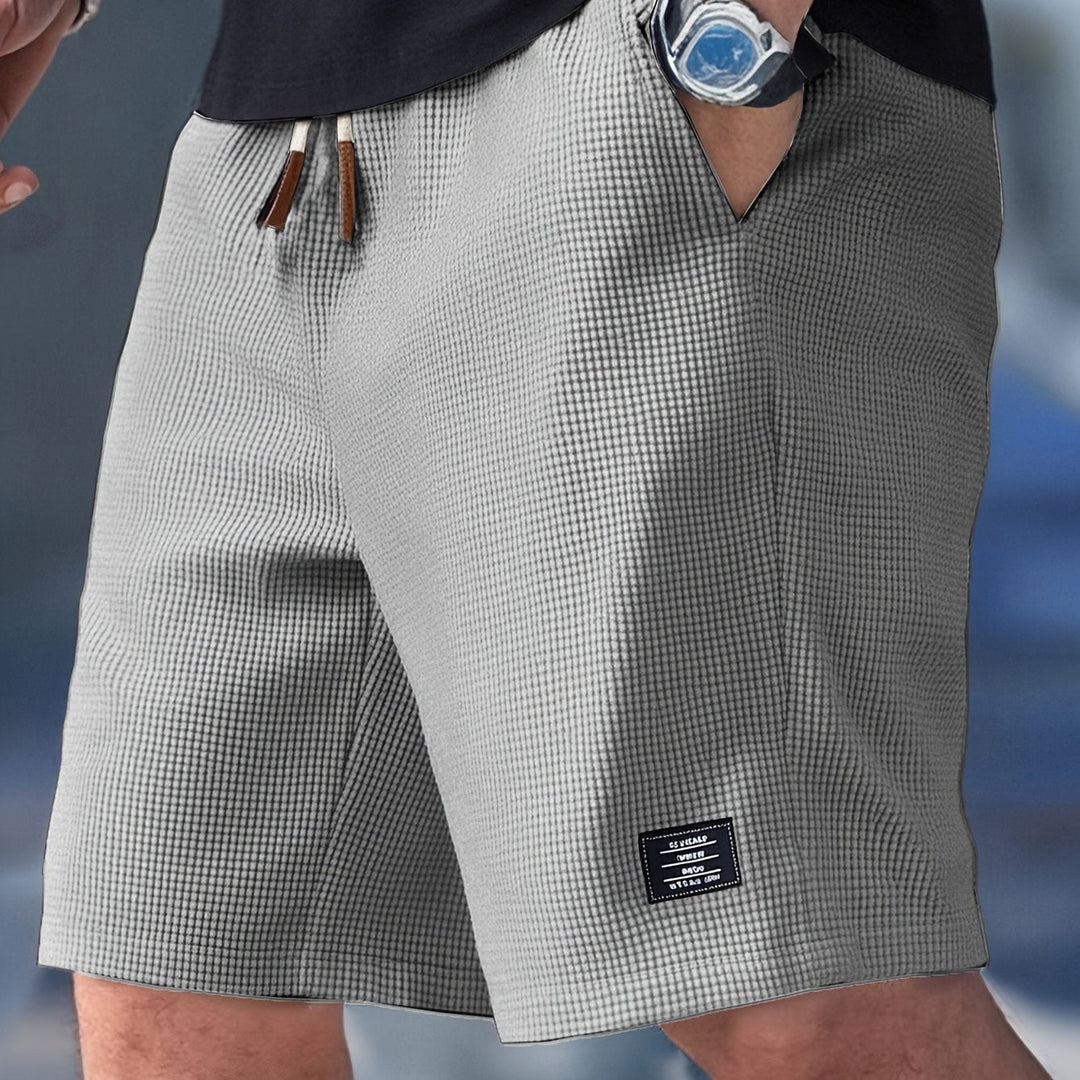 Men's Waffle Knit Shorts Elastic Drawstring Waist Relaxed Fit