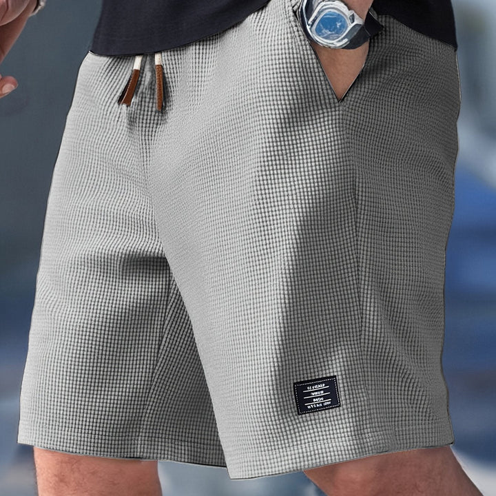 Men's Waffle Knit Shorts Elastic Drawstring Waist Relaxed Fit