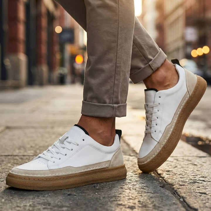 Leather Lace-Up Low Top Sneakers Gum Rubber Sole