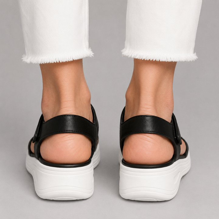 Women's Open Toe Platform Sandals with Two Adjustable Hook and Loop Straps