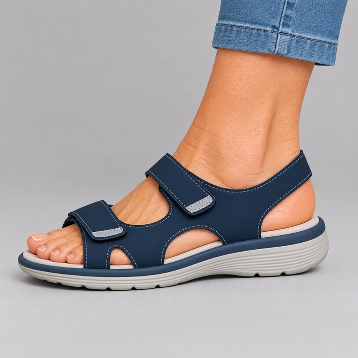 Women's Open Toe Sandals with Two Adjustable Hook and Loop Strap