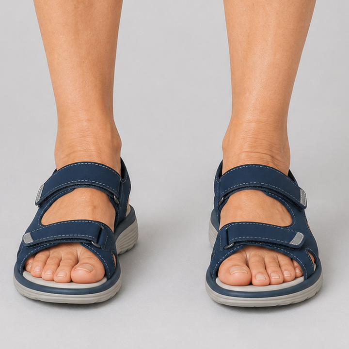 Women's Open Toe Sandals with Two Adjustable Hook and Loop Strap