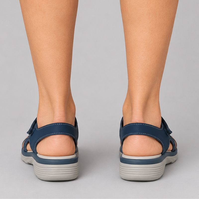 Women's Open Toe Sandals with Two Adjustable Hook and Loop Strap