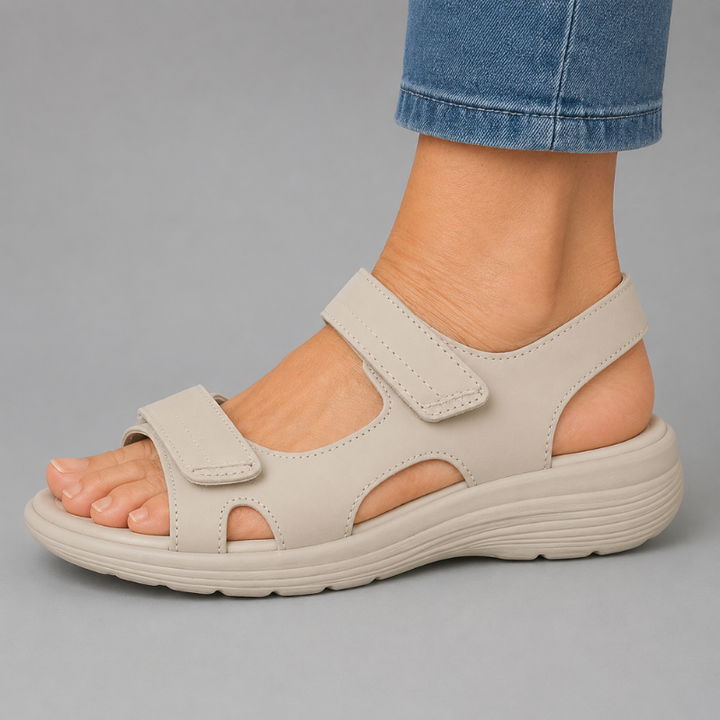 Women's Open Toe Sandals with Two Adjustable Hook and Loop Strap