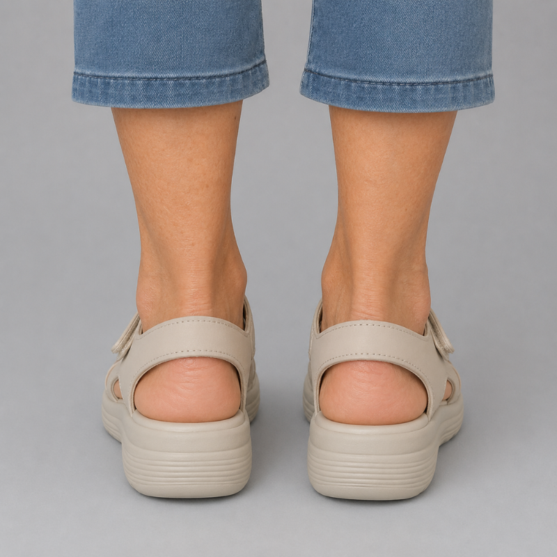 Women's Open Toe Sandals with Two Adjustable Hook and Loop Strap