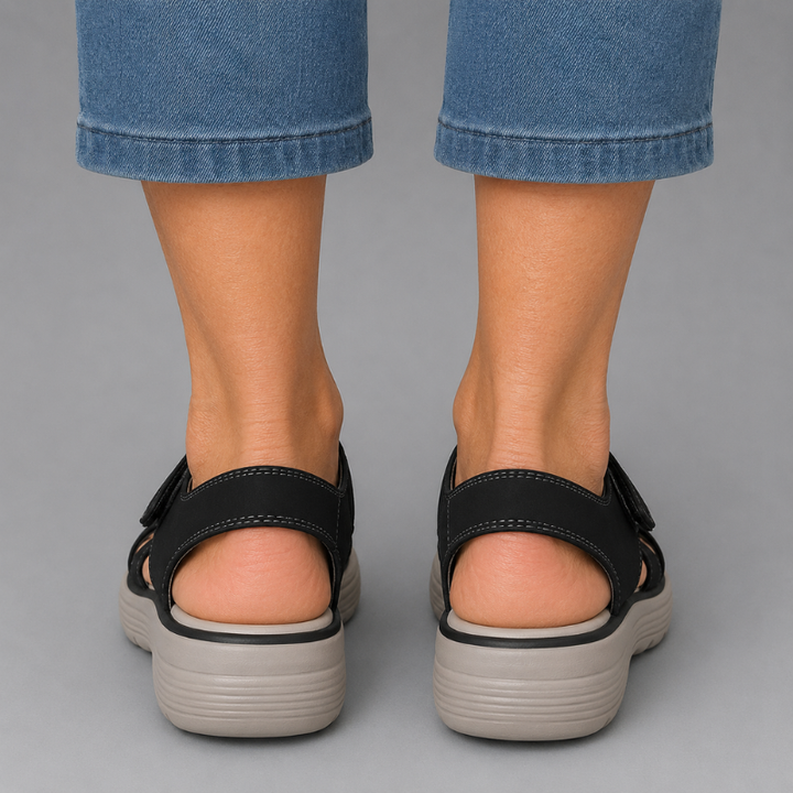 Women's Open Toe Sandals with Two Adjustable Hook and Loop Strap