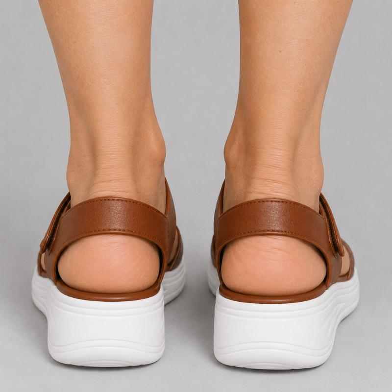Women's Open Toe Platform Sandals with Two Adjustable Hook and Loop Straps