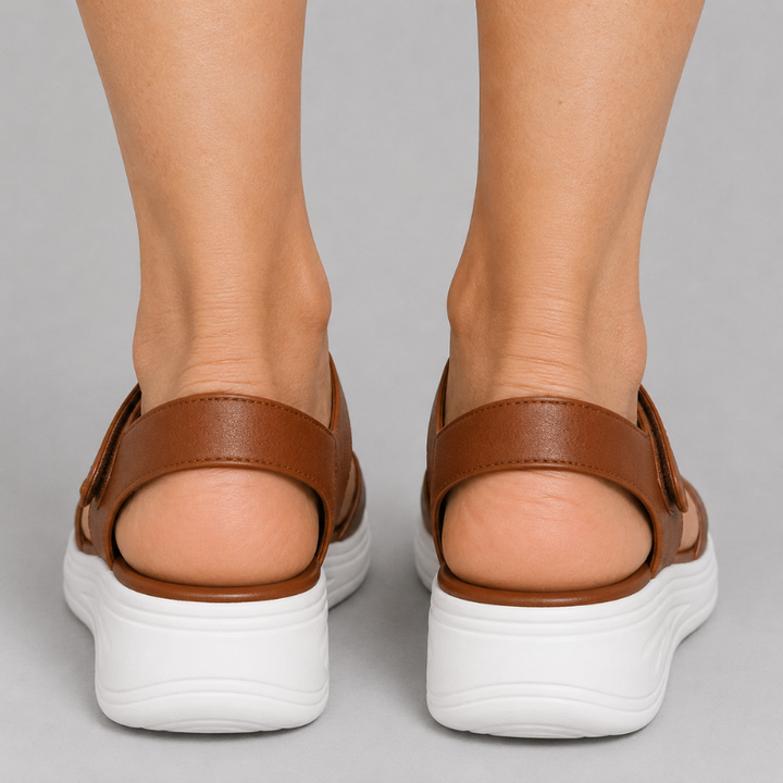 Women's Open Toe Platform Sandals with Two Adjustable Hook and Loop Straps