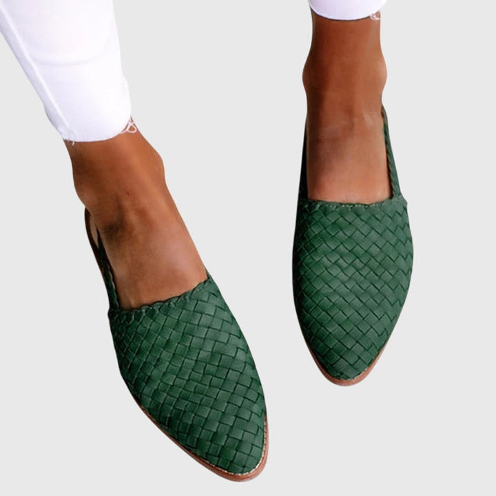Women's Orthopedic Woven Loafers Pointed Toe Slip On Flat