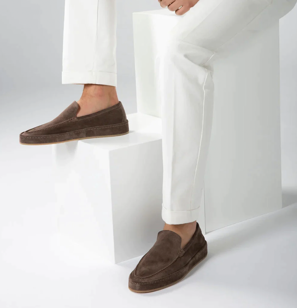 Men's Suede Slip-On Loafer Shoes Cushioned Sole Smart Casual