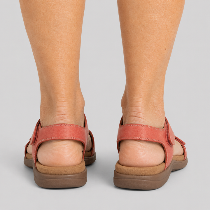 Women's Open Toe Flat Sandals with T-Strap and Adjustable Hook and Loop Closure