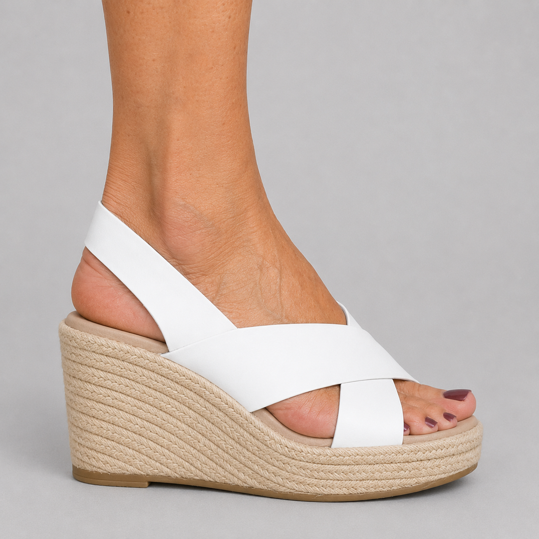 Women's Open Toe Espadrille Wedge Sandals with Cross Strap Slingback