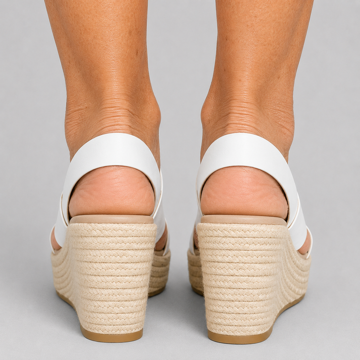 Women's Open Toe Espadrille Wedge Sandals with Cross Strap Slingback