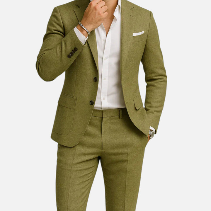 Men's Linen Two Piece Suit Slim Fit Classic Elegant