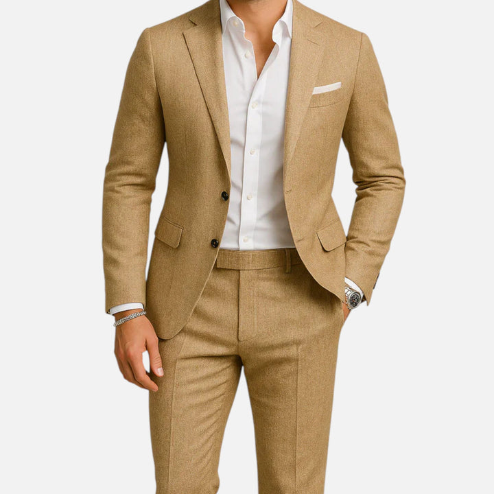 Men's Linen Two Piece Suit Slim Fit Classic Elegant