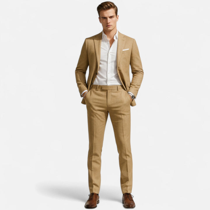 Men's Linen Two Piece Suit Slim Fit Classic Elegant