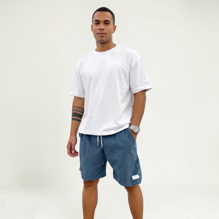 Men's Corduroy Shorts Elastic Waist Relaxed Fit Casual