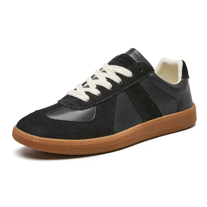 Leather Suede Low Top Lace-Up Sneakers Gum Sole