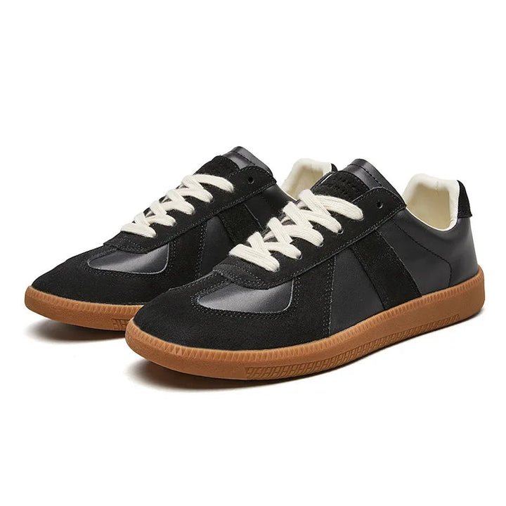 Leather Suede Low Top Lace-Up Sneakers Gum Sole