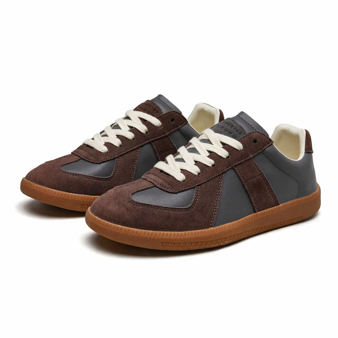 Leather Suede Low Top Lace-Up Sneakers Gum Sole