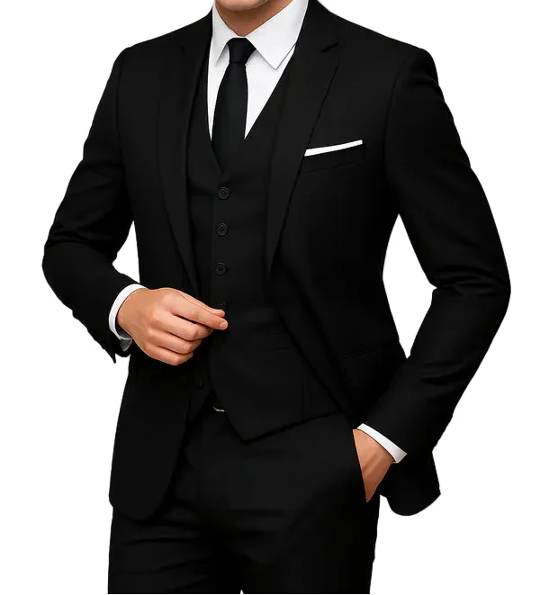 Men's Elegant 3 Piece Slim Fit Formal Suit Set Single Breasted
