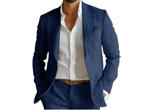 Men's Summer Blazer with Notch Lapel and Two-Button Closure