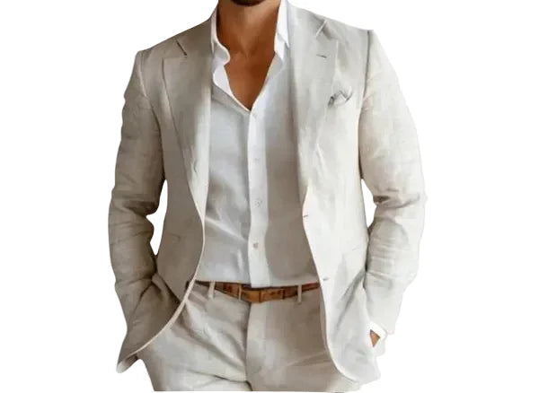 Men's Summer Blazer with Notch Lapel and Two-Button Closure