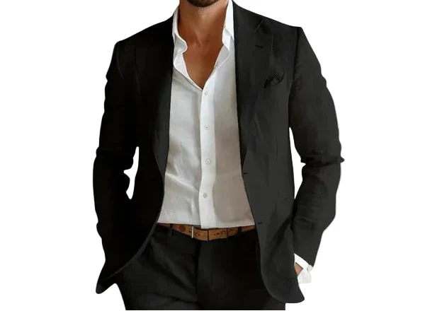 Men's Summer Blazer with Notch Lapel and Two-Button Closure