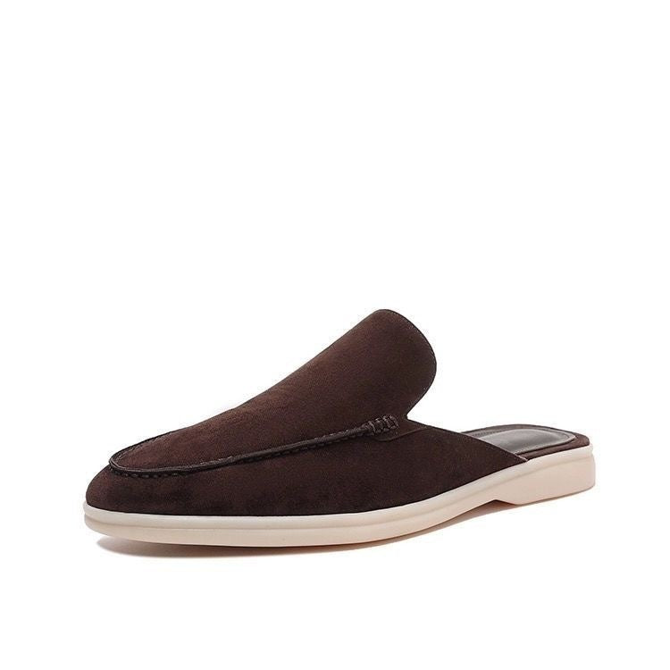 Men's Suede Backless Loafers Slip On Mule Flat Shoes