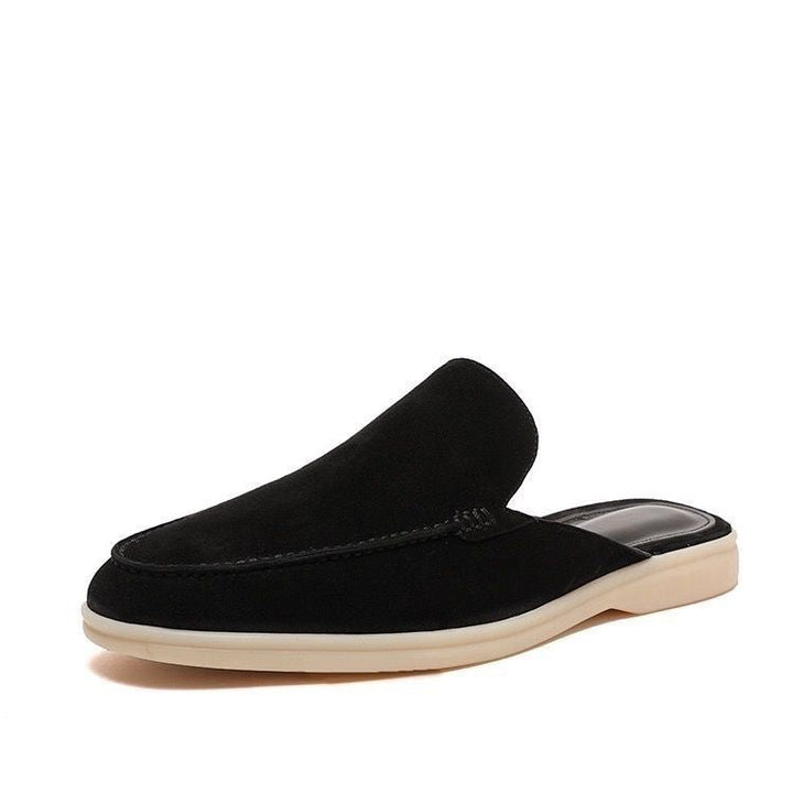 Men's Suede Backless Loafers Slip On Mule Flat Shoes
