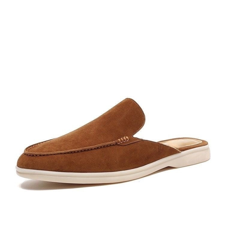 Men's Suede Backless Loafers Slip On Mule Flat Shoes